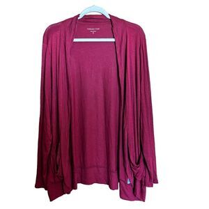 Coldwater Creek Cardigan Womens XL 16 Burgundy Open Pockets Duster Sweater